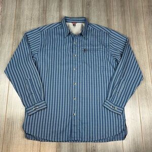 The North Face Striped Shirt Size XL Roll tab Sleeves Modal Blue